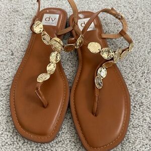 Dolce Vita Tan Sandals with Gold Details